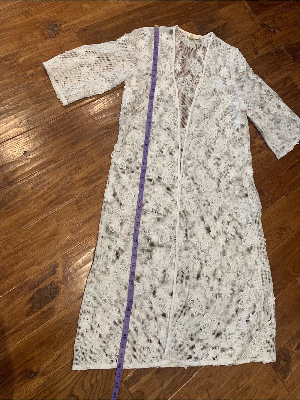 Maeve White Sheer Floral Lace Kimono Robe - Picture 12 of 16